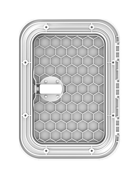 картинка Люк смотровой 270 х 375 мм белый, с замком, Marine Rocket