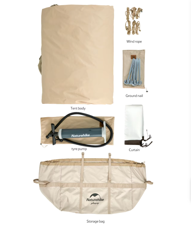 картинка Палатка Naturehike надувная Extend Air 17.2 , цвет песочный