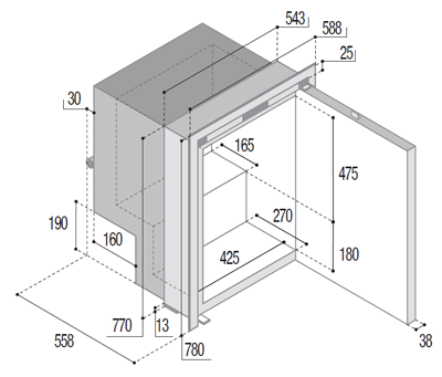 картинка Компрессорный холодильник Vitrifrigo C115iX