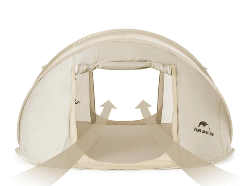картинка Палатка Naturehike, 4-местная, быстросборная, каркас фиберглас, бежевая
