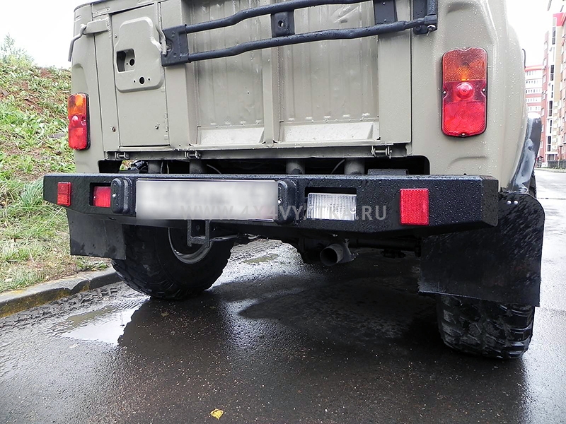 картинка Бампер задний УАЗ Хантер с квадратом под фаркоп стандарт/лифт
