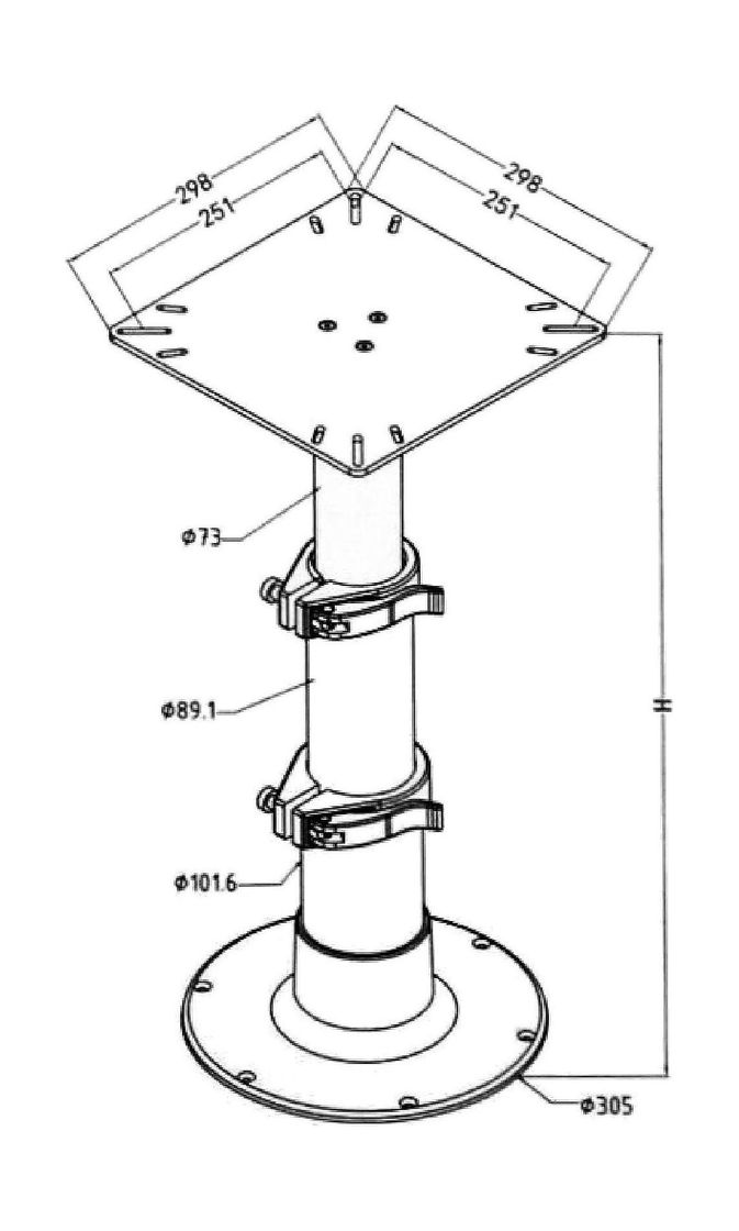 картинка Стойка столешницы регулируемая 3 ступени 355-711 мм, Marine Rocket