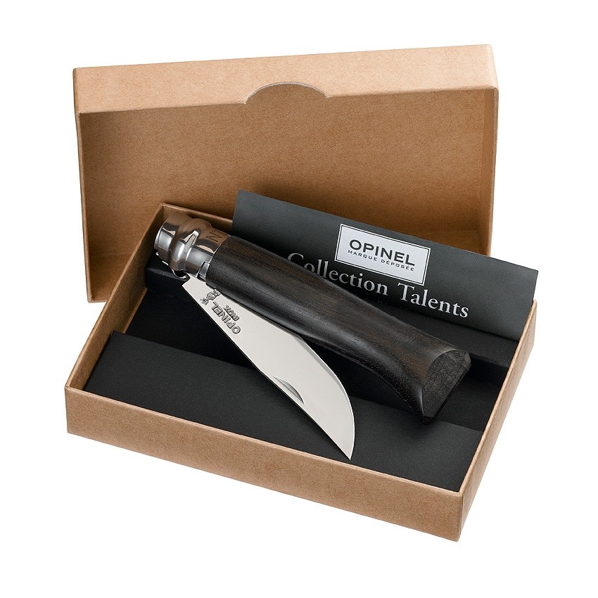 картинка Нож Opinel №8, нержавеющая сталь, рукоять эбеновое дерево, подарочная упаковка, 001352
