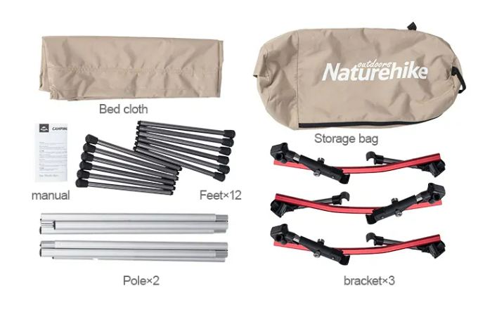 картинка Раскладушка Naturehike XJC04 190х65х38 см, до 150 кг, хаки
