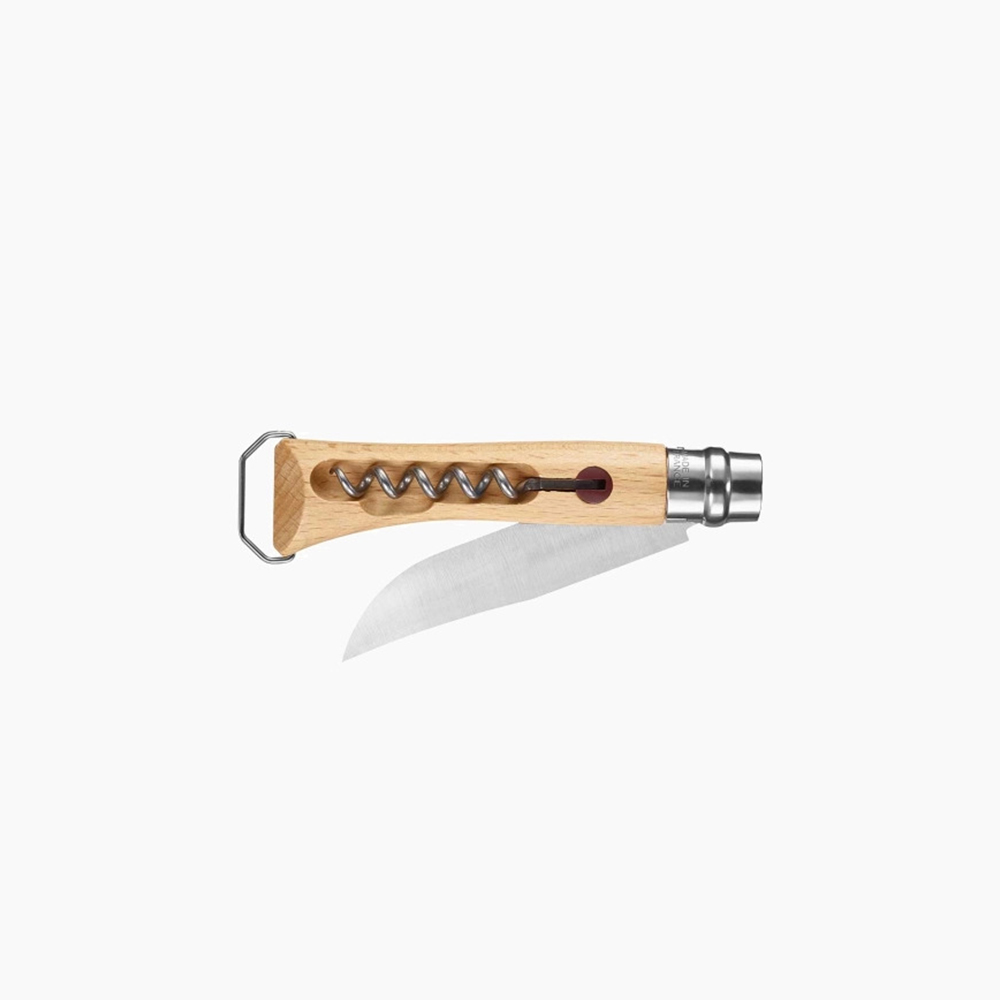 Нож Opinel №10, нержавеющая сталь, рукоять из бука, со штопором