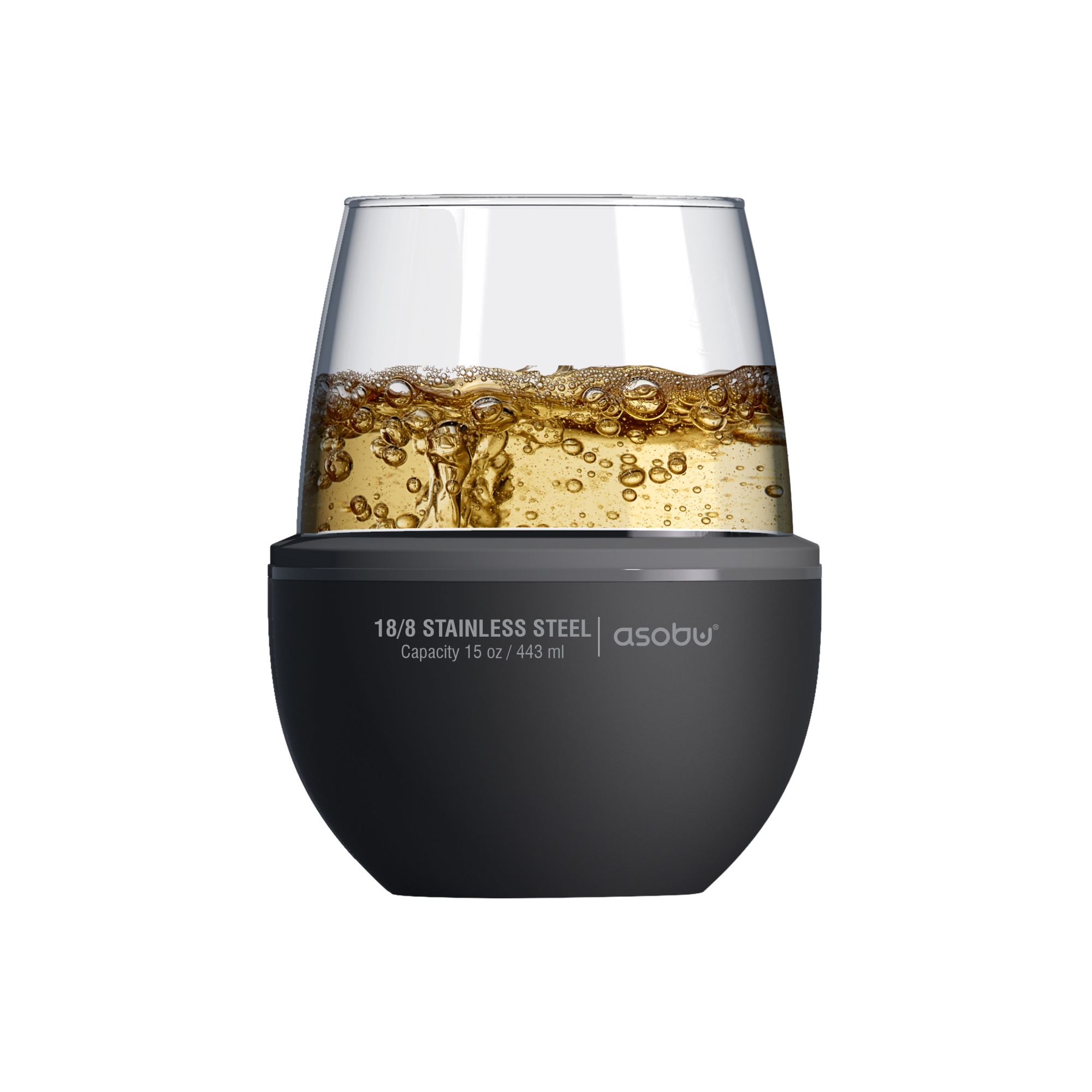 картинка Термобокал для вина WINE KUZIE 440 мл, черный