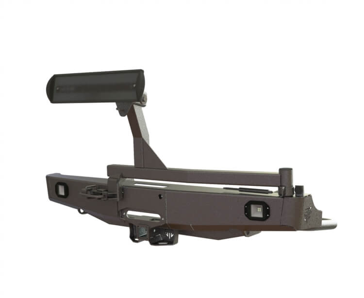 картинка Бампер силовой задний Mitsubishi L200 2013-2015 (длинный кузов) квадрат, лебедка, калитка центр, птф