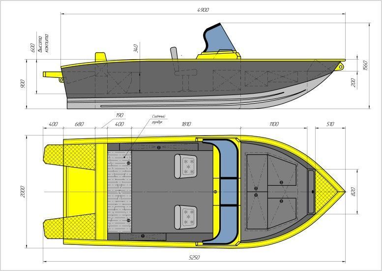 картинка Моторная лодка, Триера 490 FISH, красный