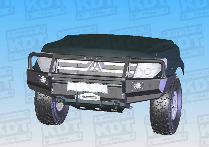 картинка Бампер передний KDT силовой со съёмным кенгурином для Mitsubishi Pajero IV