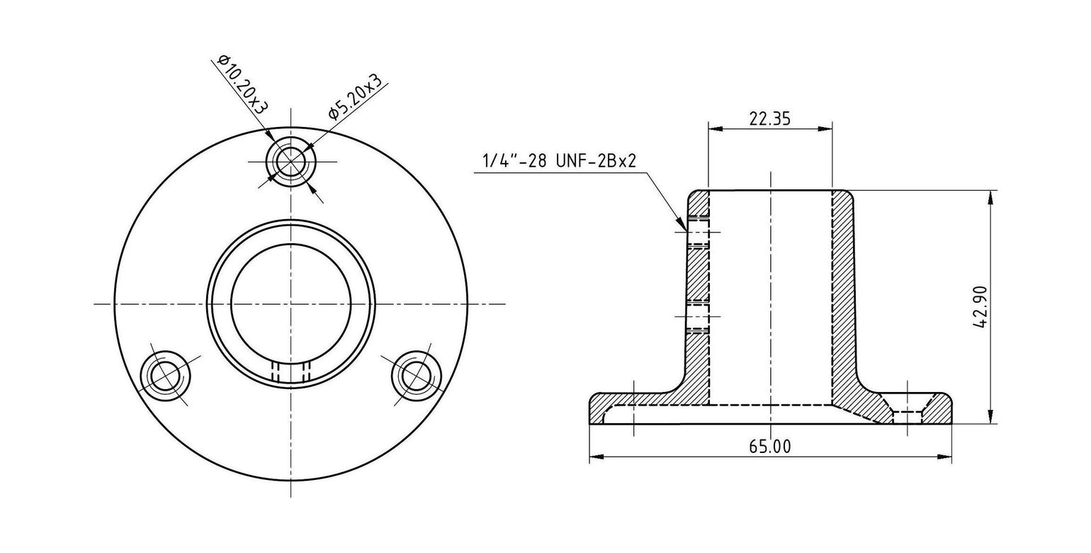картинка Основание стойки леера 7/8"(22,2 мм), 90 град, круглое