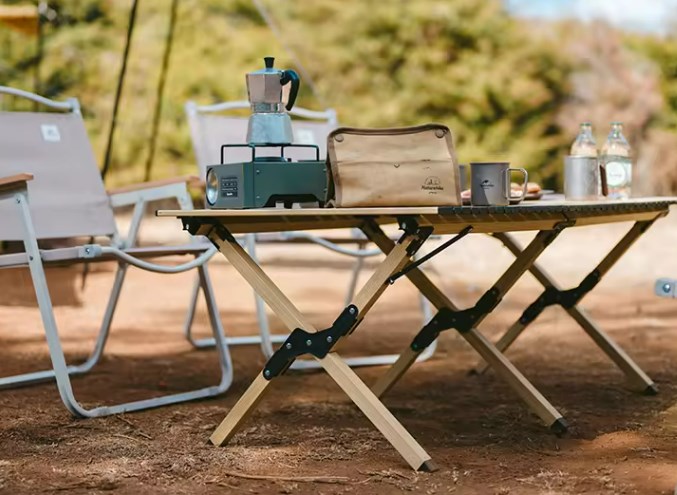 картинка Стол туристический Naturehike складной, 115х60х44 см,с Х-образными ножками, бежевый