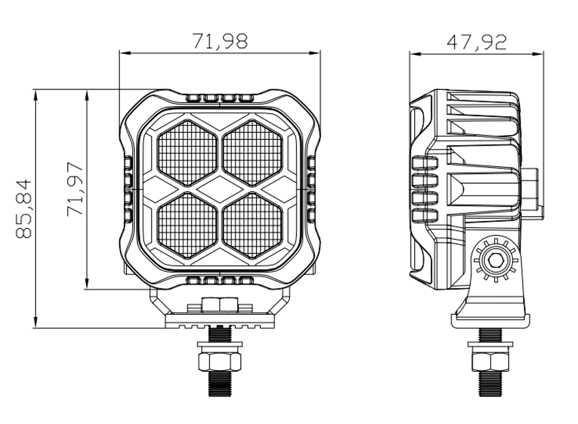 картинка Светодиодная фара дальнего света РИФ 72x72x48 мм 20W LED