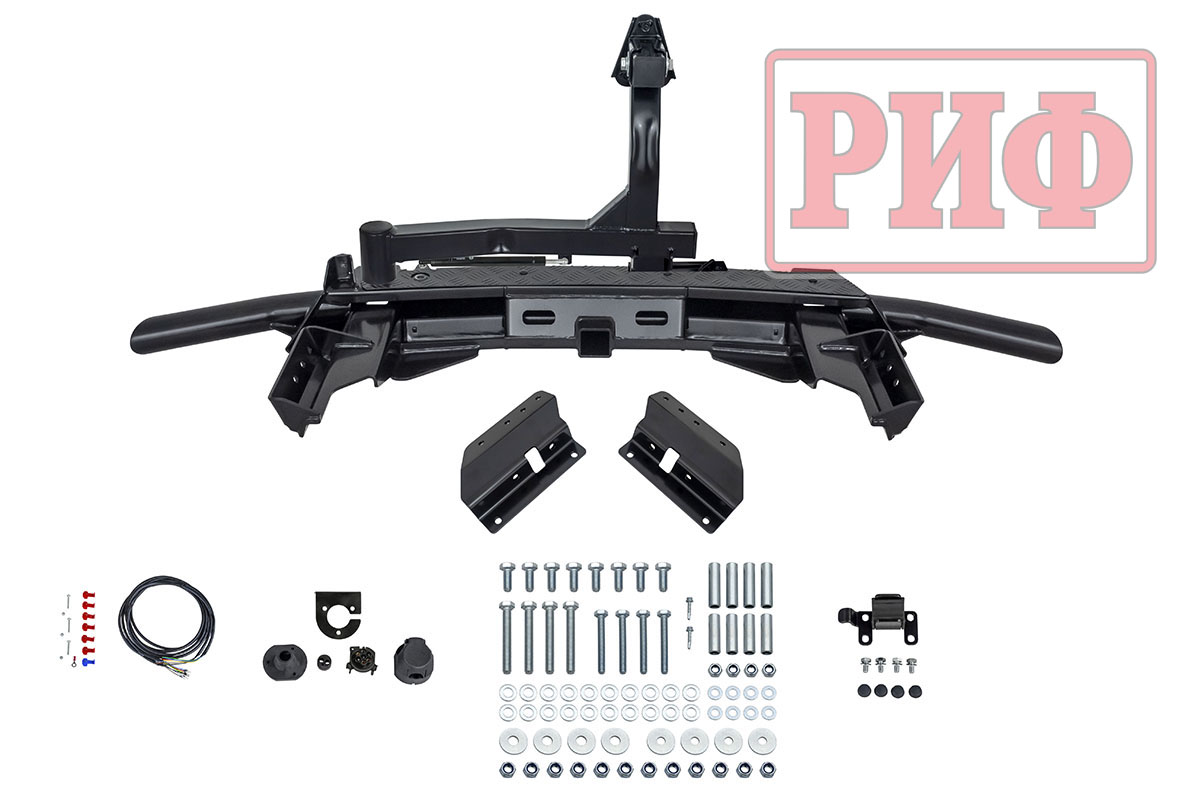 картинка Бампер задний РИФ Renault Duster 2015-2020 c квадратом под фаркоп и калиткой