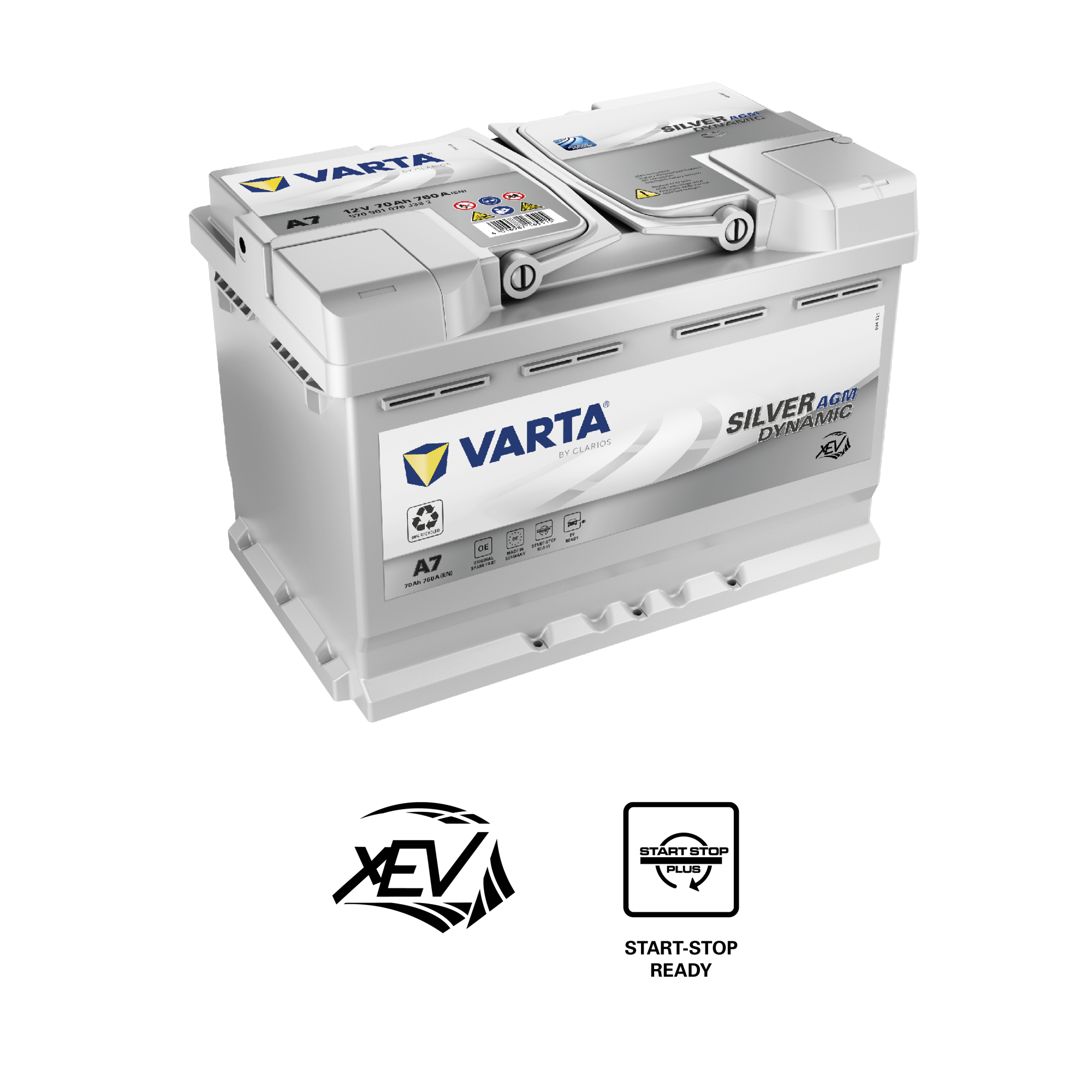 картинка Аккумулятор VARTA 70е 570 901 076 Silver dynamic AGM (E39/A7)