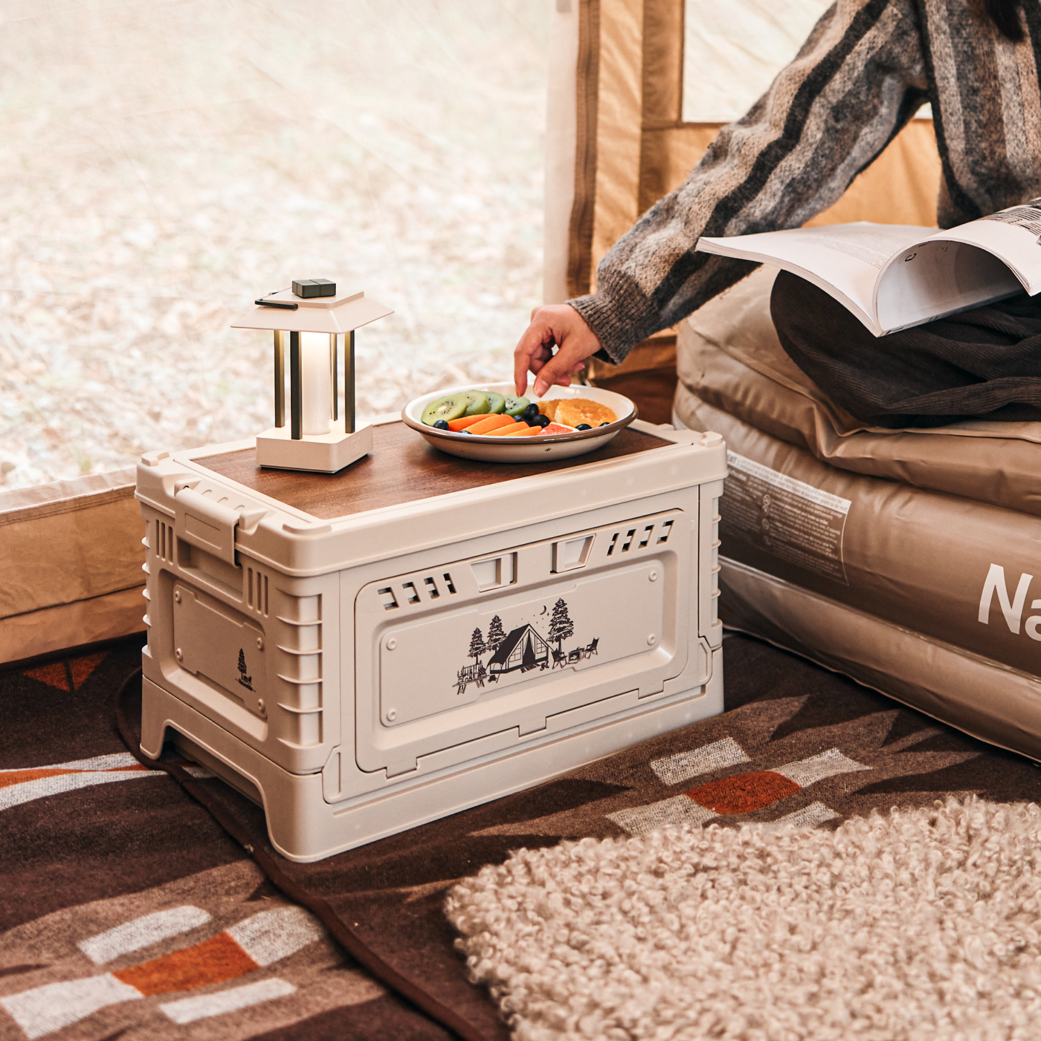 картинка Ящик туристический Naturehike 25 л, трансформер, со столешницей, бежевый