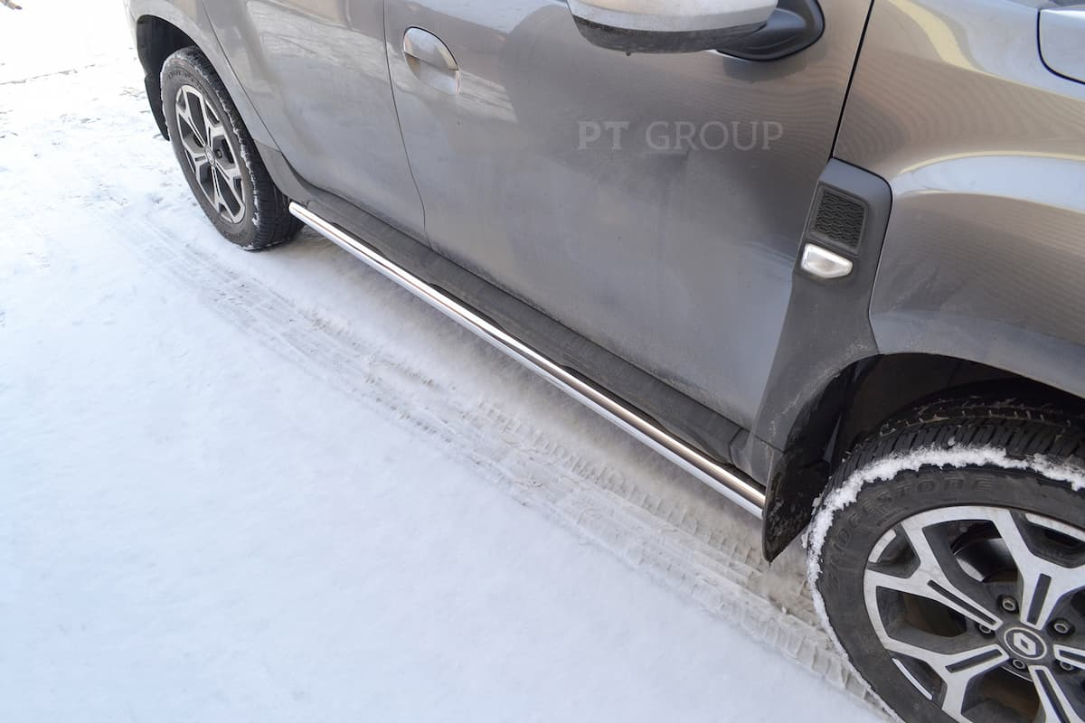 картинка Защита порогов прямая Ø63 мм нержавейка Renault Duster 2021-