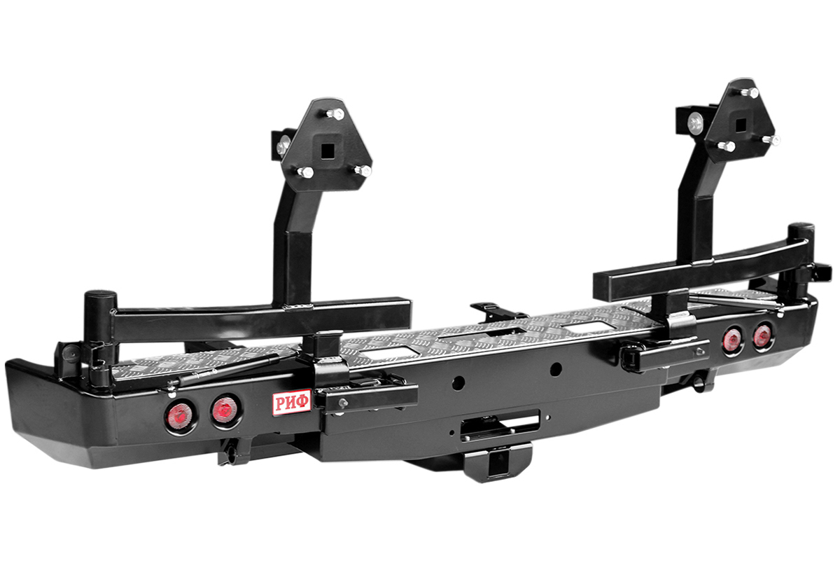 картинка Бампер задний РИФ ГАЗ Соболь с площадкой, квадратом, фонарями и 2-я калитками, лифт