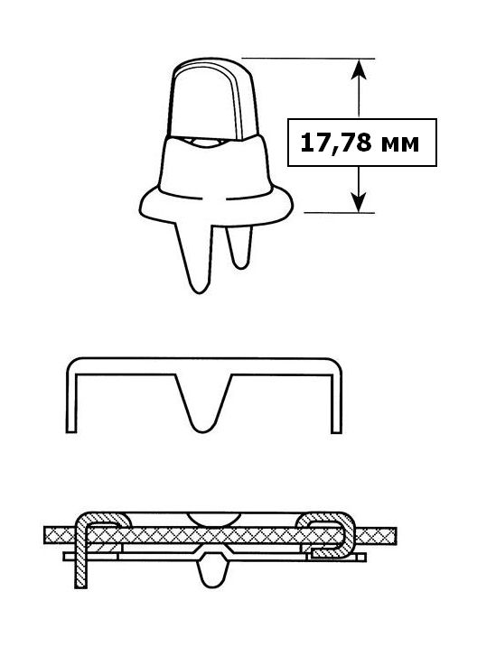 картинка Застежка тентовая DOT поворотная c лапками, никелированная латунь