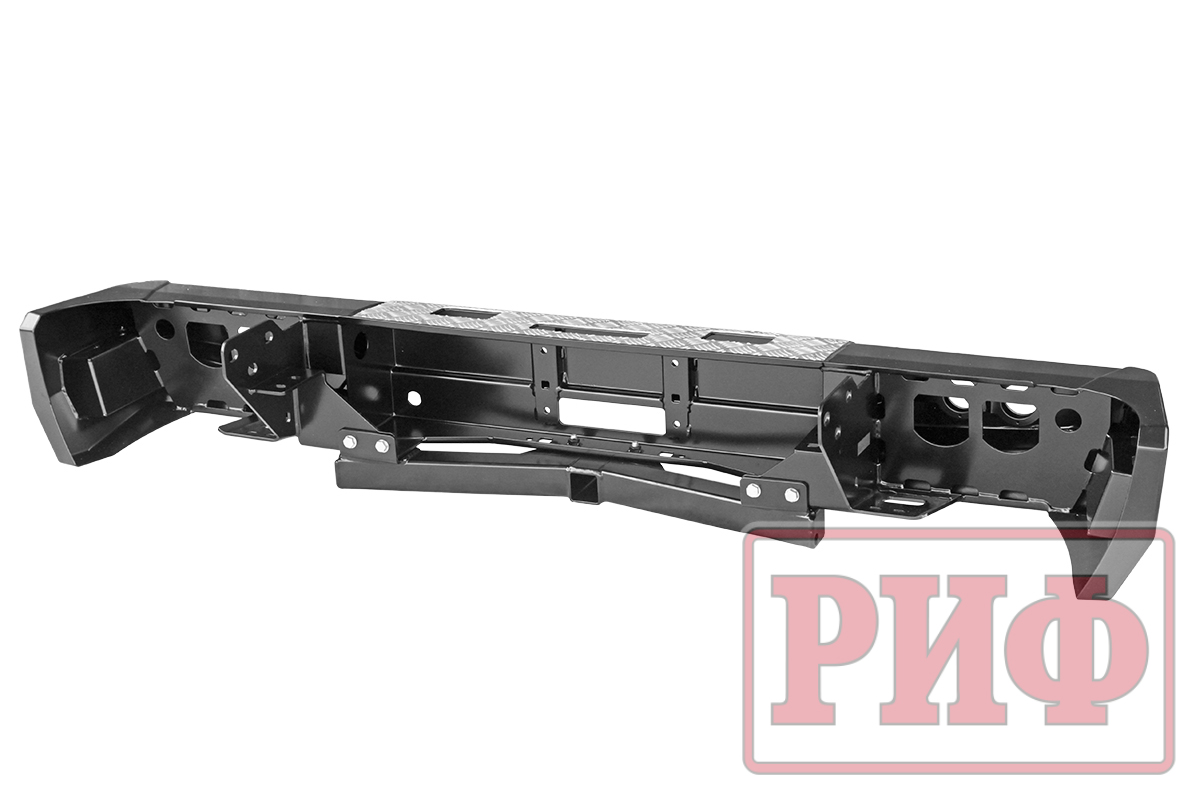 картинка Бампер задний РИФ для Toyota Tundra 2007+ с площадкой под лебёдку, квадратом под фаркоп и фонарями