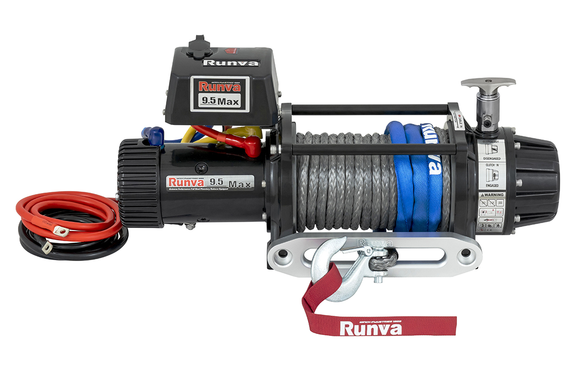 картинка Лебёдка Runva EWB9500MAX-Q-SSRMAC 4350кг 12V влагозащищенная, комбинированный роспуск, синтетика