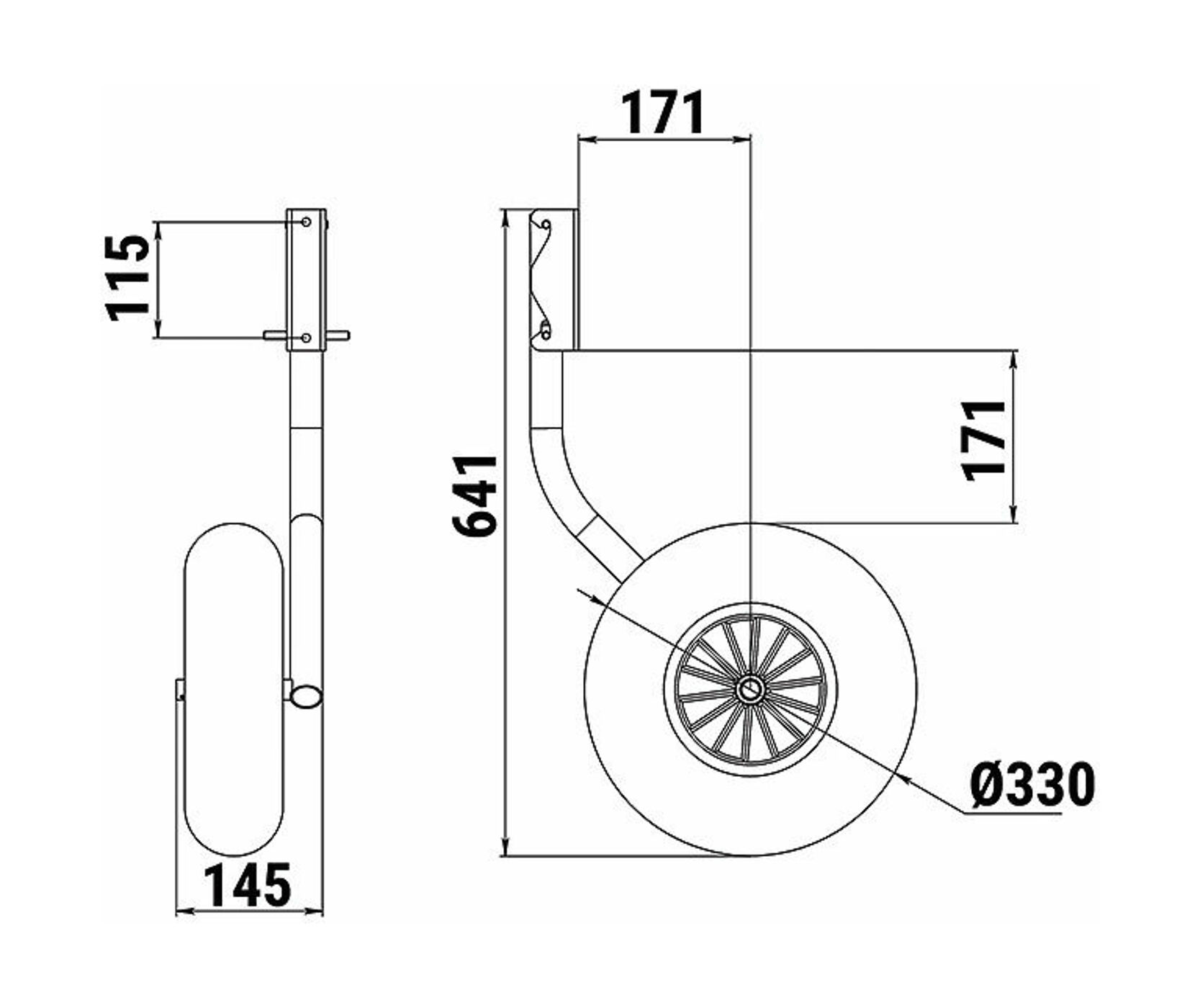 картинка Колеса транцевые для надувной лодки, быстросъёмные  усиленных, D330 мм Zn (комплект)