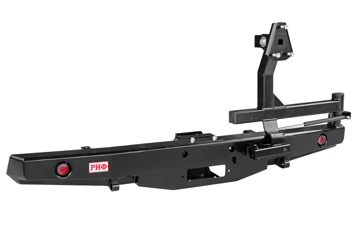 картинка Бампер задний РИФ УАЗ Буханка с площадкой под лебёдку, калиткой и фонарями, стандарт