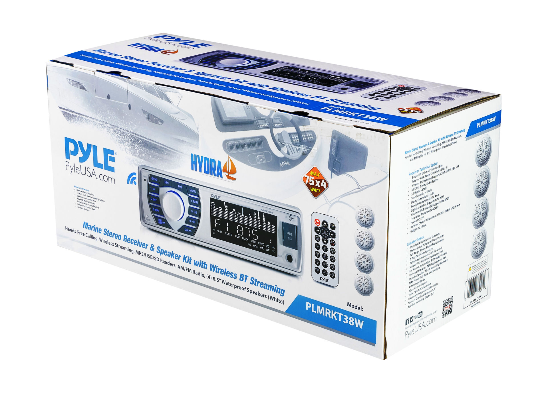 картинка Морская акустика 1DIN PYLE PLMRKT38W, комплект