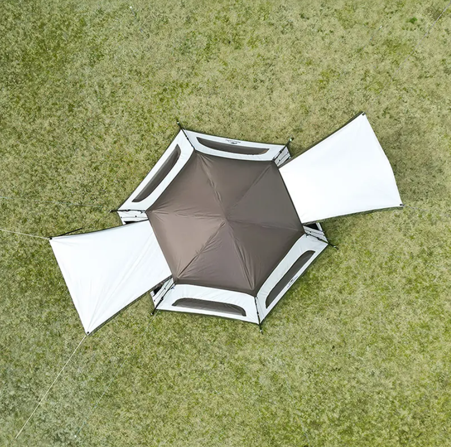 картинка Палатка Naturehike Hexagonal 3-4-местная, автоматическая, хаки (бежевая)
