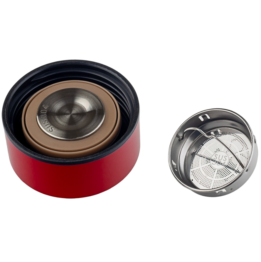 картинка Термос PERFEO 450 мл, с ситечком, красный