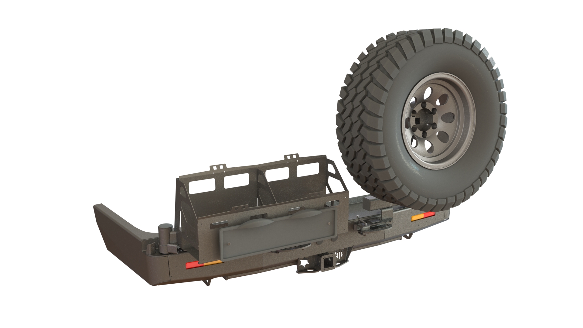 картинка Бампер задний Toyota Land Cruiser 80 калитка справа, канистры слева, фонари