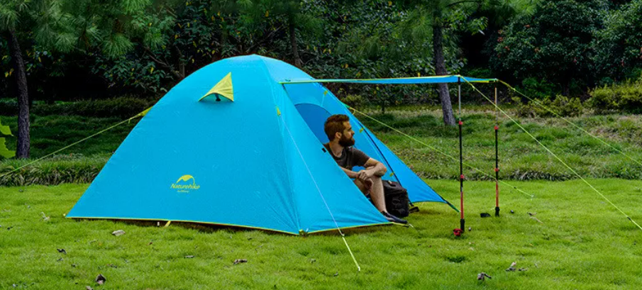 картинка Палатка Naturehike P-Series 4-местная, алюминиевый каркас, голубая