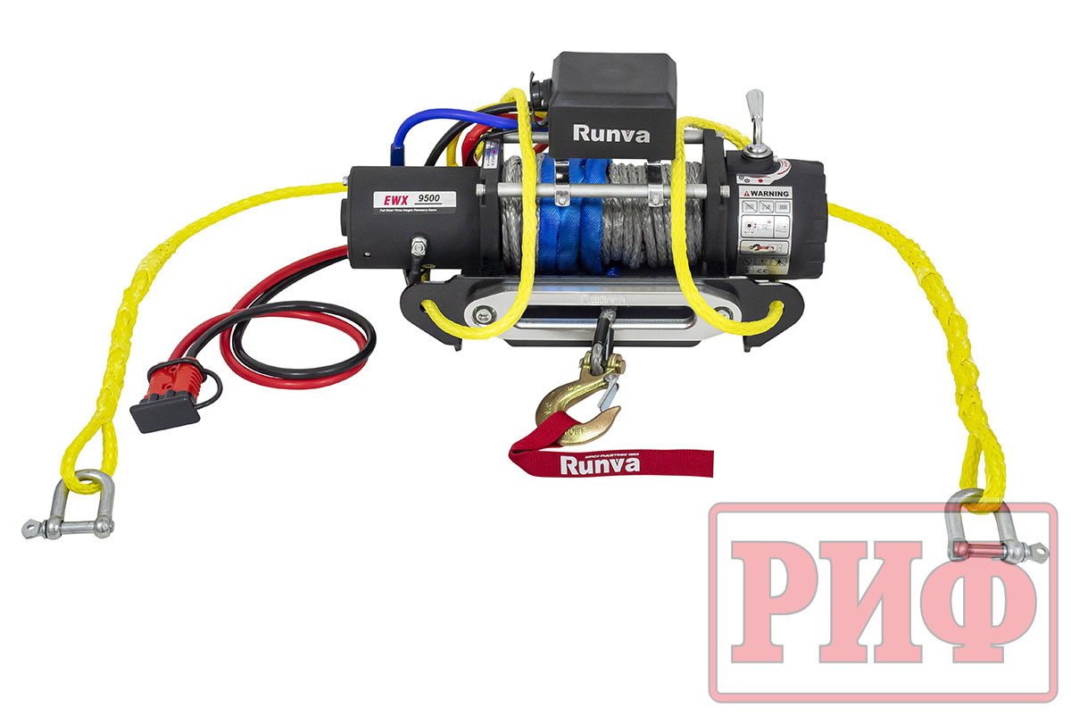 картинка Переносная лебедка РИФ 9500SR c квадратом для фаркопа, синтетика (облегченная)