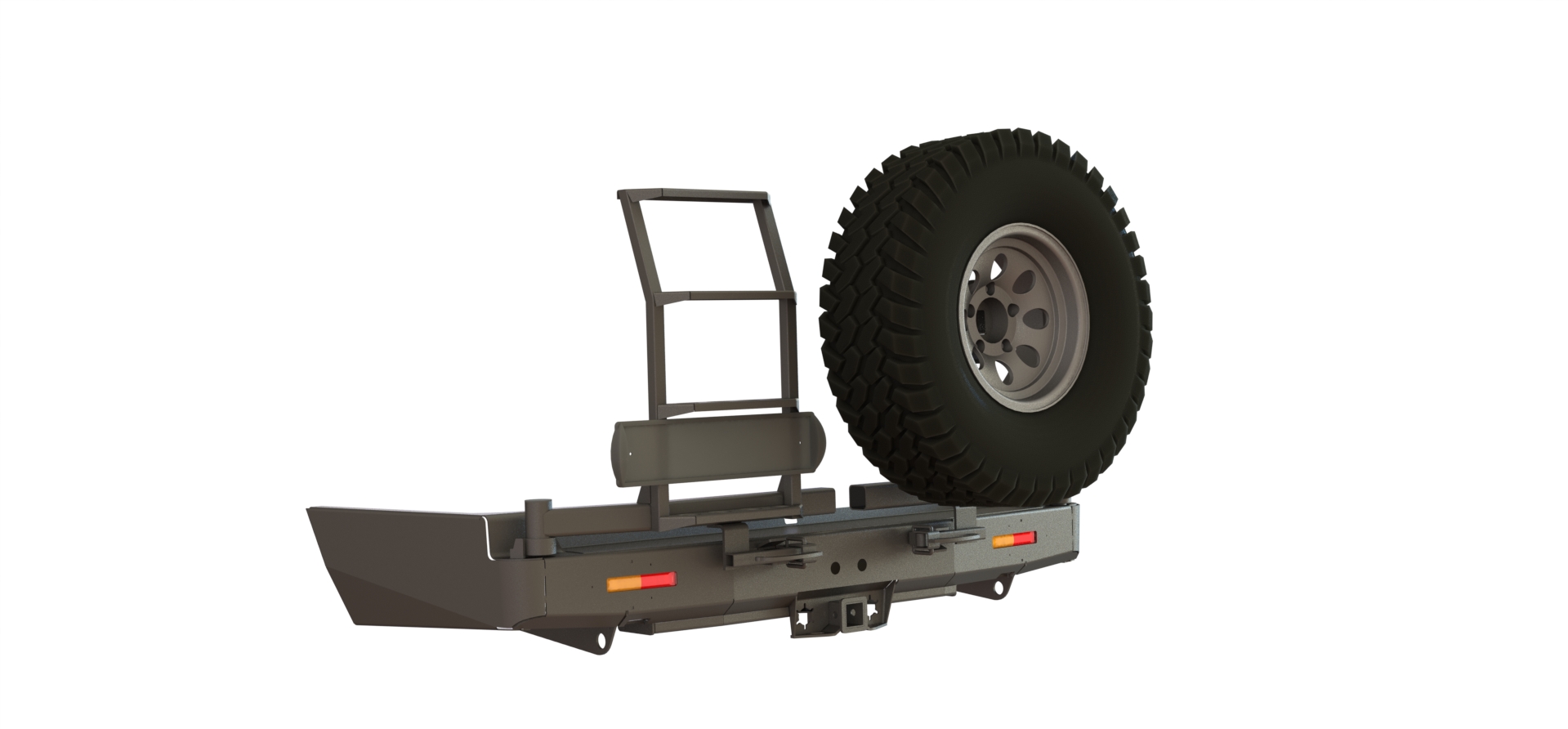 картинка Бампер силовой задний Toyota Land Cruiser 100 квадрат, калитка справа, лестница слева, фонари