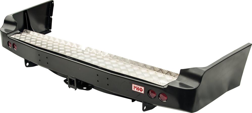 картинка Бампер задний РИФ с квадратом под фаркоп и фонарями для Toyota Land Cruiser 105