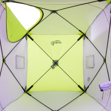 картинка Палатка зимняя PREMIER Куб утепленная 1,8х1,8 желтый люминисцентный/серый