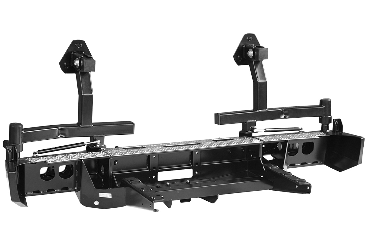 картинка Бампер задний РИФ ГАЗ Соболь с площадкой под лебедку, квадратом под фаркоп, фонарями и 2-я калитками стандарт