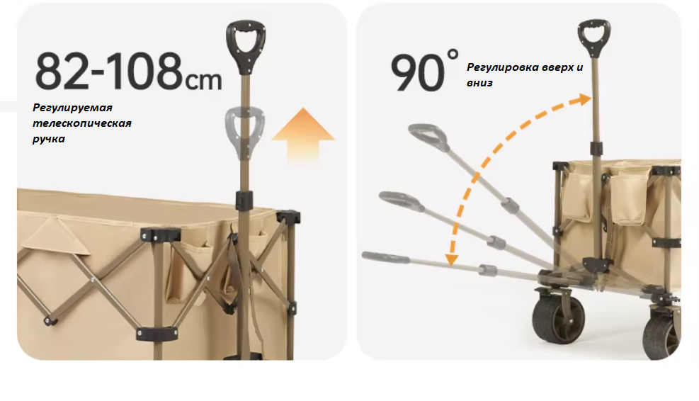 картинка Тележка туристическая Naturehike Rubiks Cube 100х65,5х108 см, 190 л, бежевая