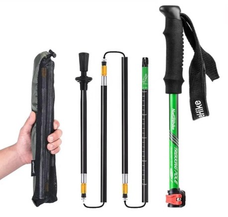картинка Палки треккинговые, алюминиевые, 5 уровней, зеленые, для ходьбы (2 шт.)