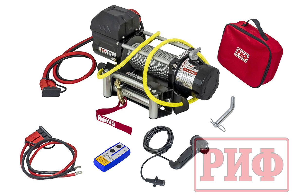 картинка Переносная лебедка РИФ 9000U c квадратом для фаркопа, сталь (облегченная)