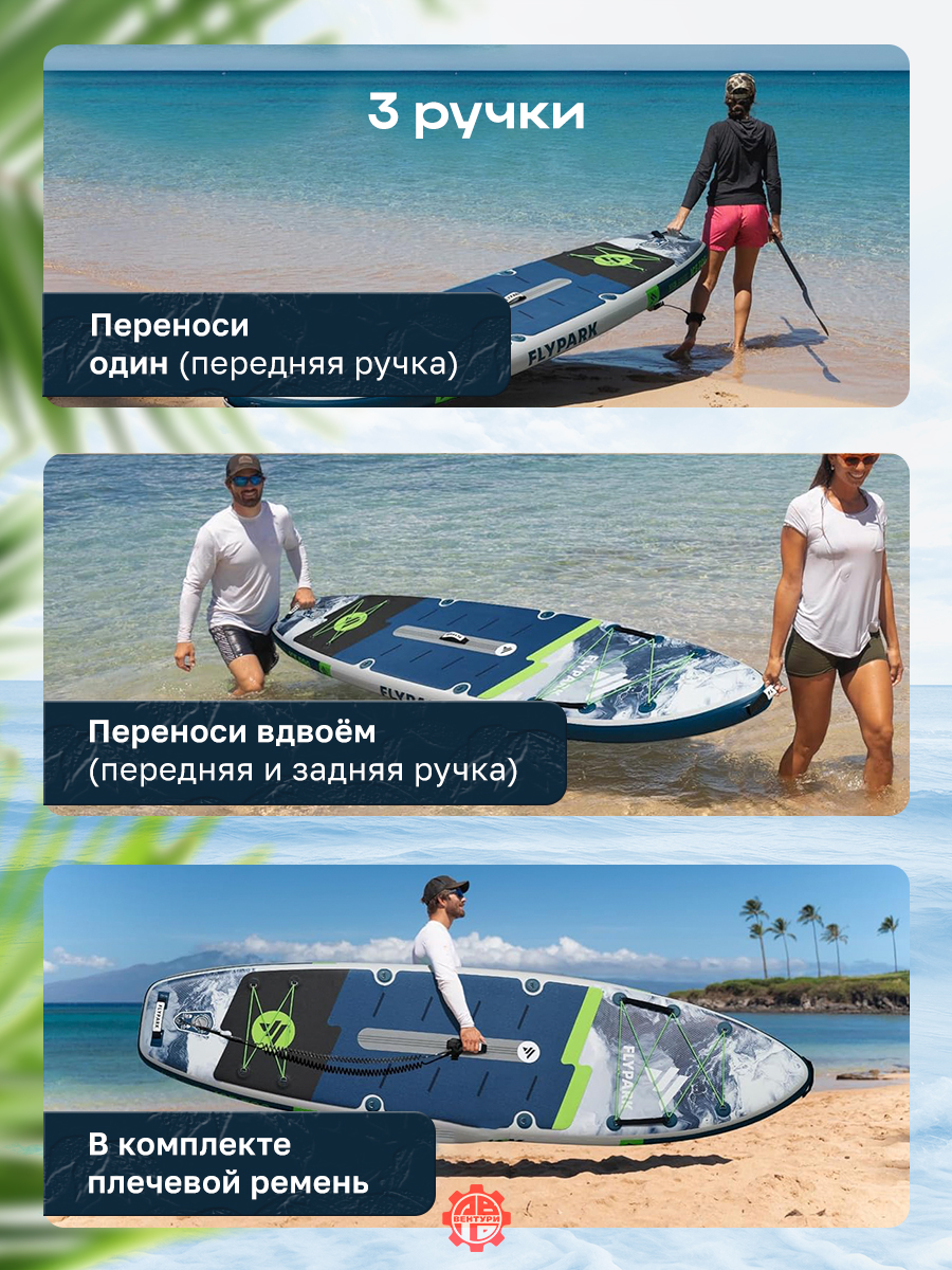 Сапборд надувной FLYPARK ICE FOG 325x89x15 см темно-синий
