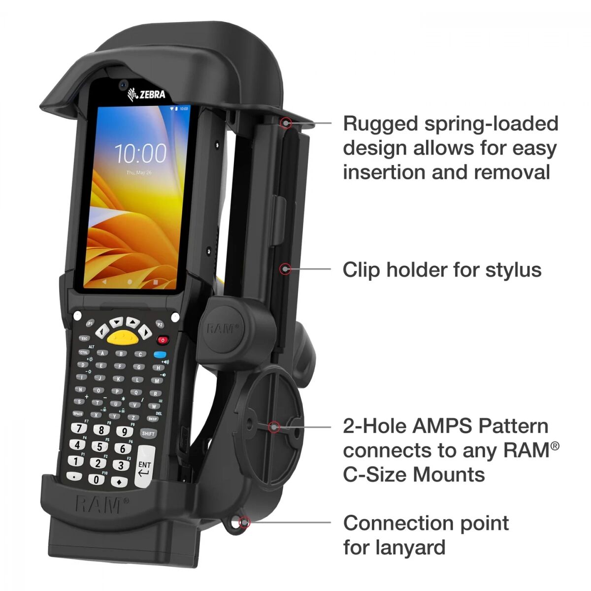 картинка Пружинный держатель RAM для Zebra MC9300 (RAM-HOL-ZE32U)