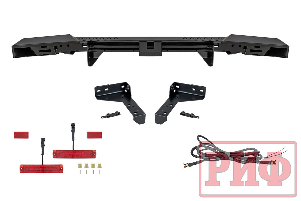 картинка Бампер задний РИФ УАЗ Буханка с фонарями, возможностью установки фаркопа, стандарт