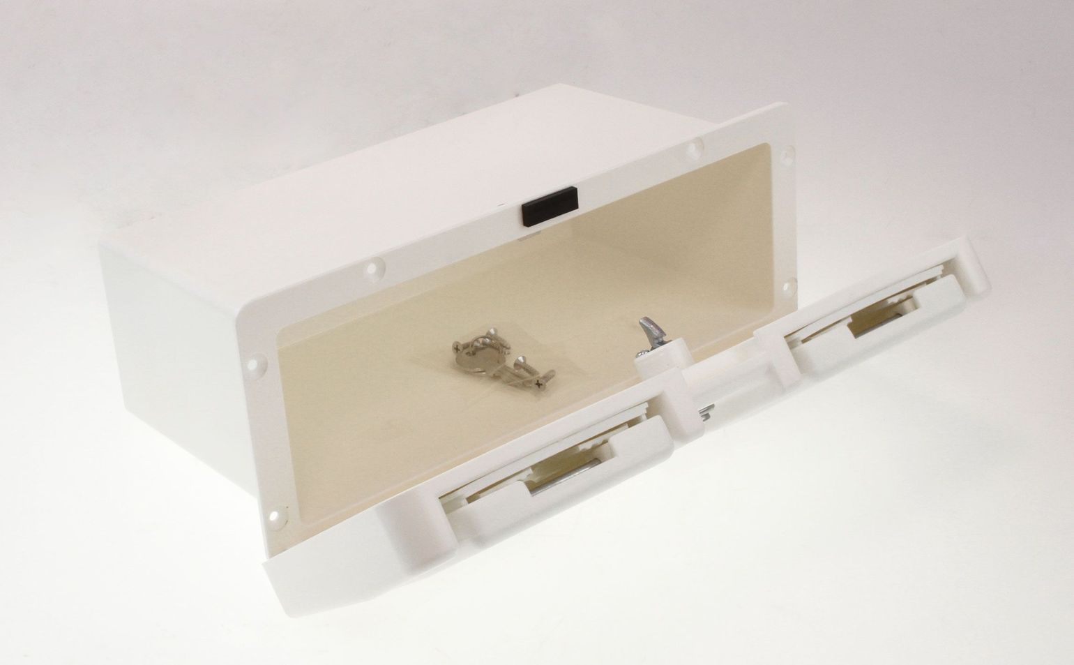 картинка Ящик для мелочей врезной, с замком и складным подстаканником, белый