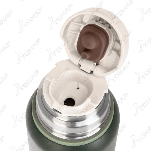 картинка Термос ТОНАР 700ML хаки (пробка-ситечко, крышка-кружка, ремешок)