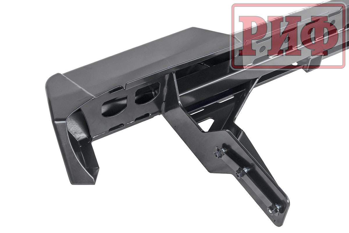 картинка Бампер задний РИФ Mitsubishi L200 2019+ с квадратом под фаркоп и фонарями