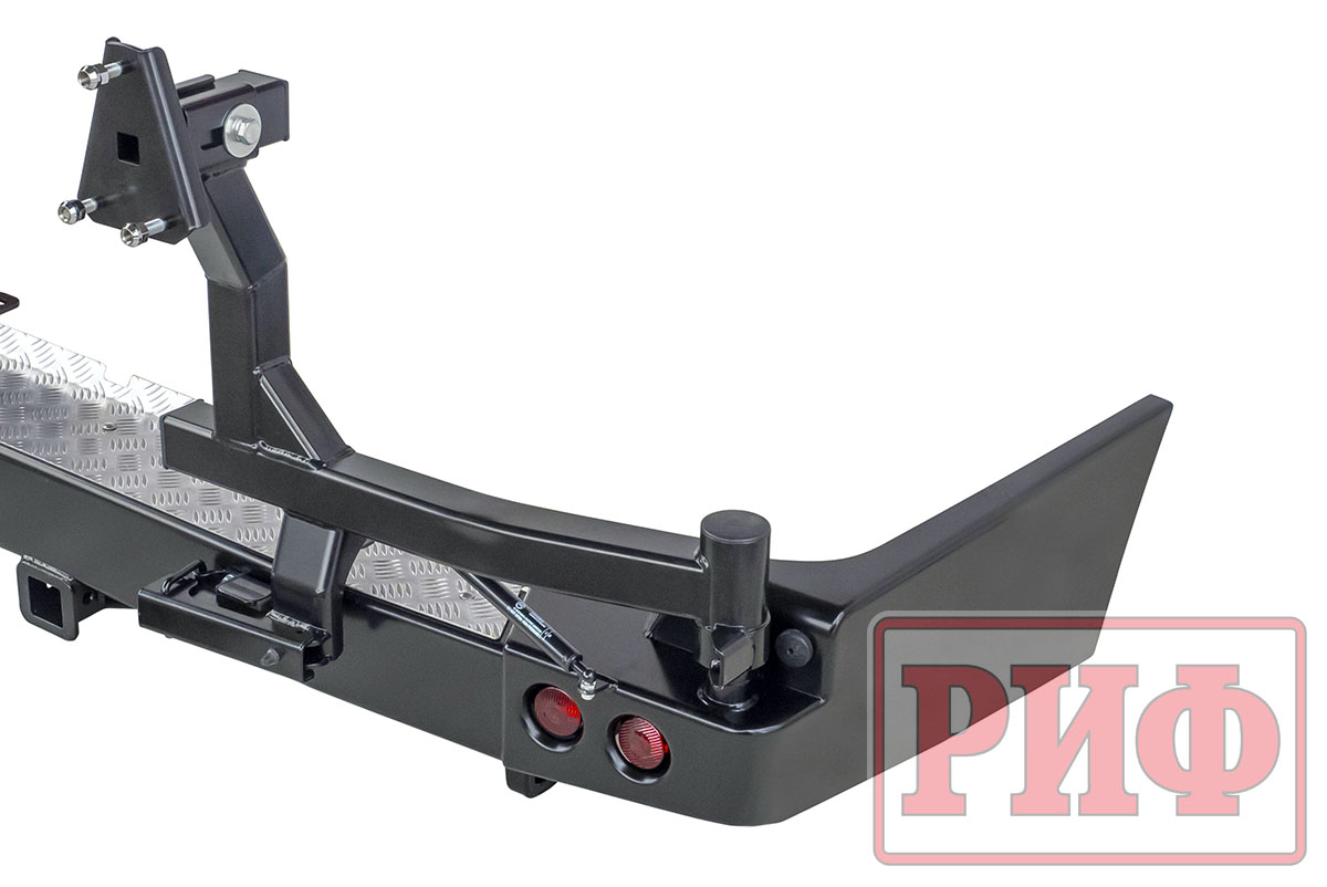 картинка Бампер задний РИФ Toyota Land Cruiser 100 с квадратом под фаркоп, калиткой и фонарями