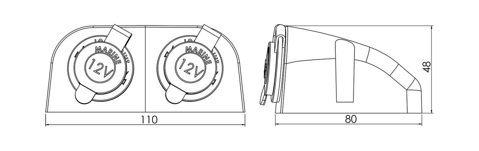 картинка Разъем прикуривателя двойной для крепления на приборной панели, белый
