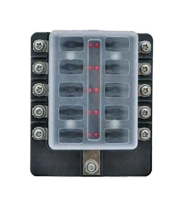 картинка Блок на 10 предохранителей с индикацией исправности предохранителя, Marine Rocket