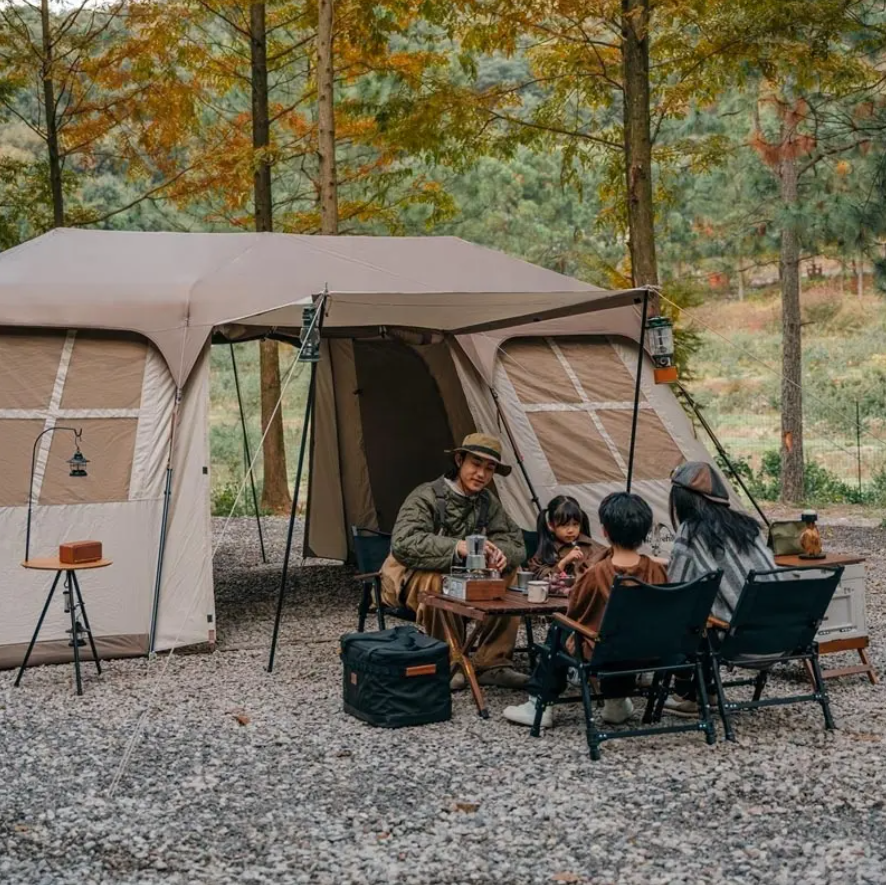 картинка Палатка Naturehike Village 4-местная, автоматическая, алюминиевый каркас, коричневая
