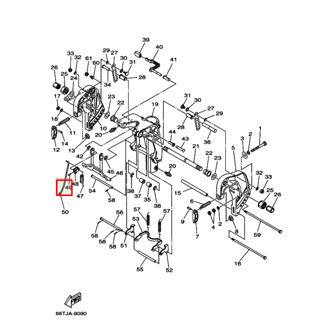 Штифт подвески Yamaha 25-30, 40X (91690-30016)